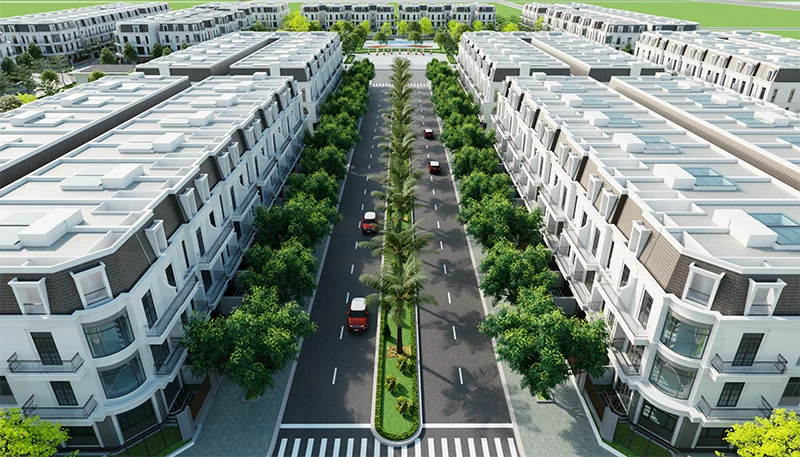 Phối cảnh khu Shophouse đường 30m dự án Tân Thanh Elite City